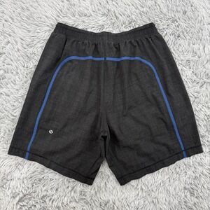 Lululemon Pace Breaker Shorts Men's L Black -‎ Blue Trim Gym Workout Lined
